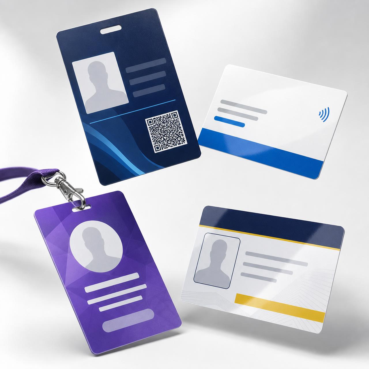 Crachás e cartões em PVC personalizados com foto e QR Code